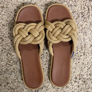 Rothy's Gold Braided Knot Slide Sandals - Gold